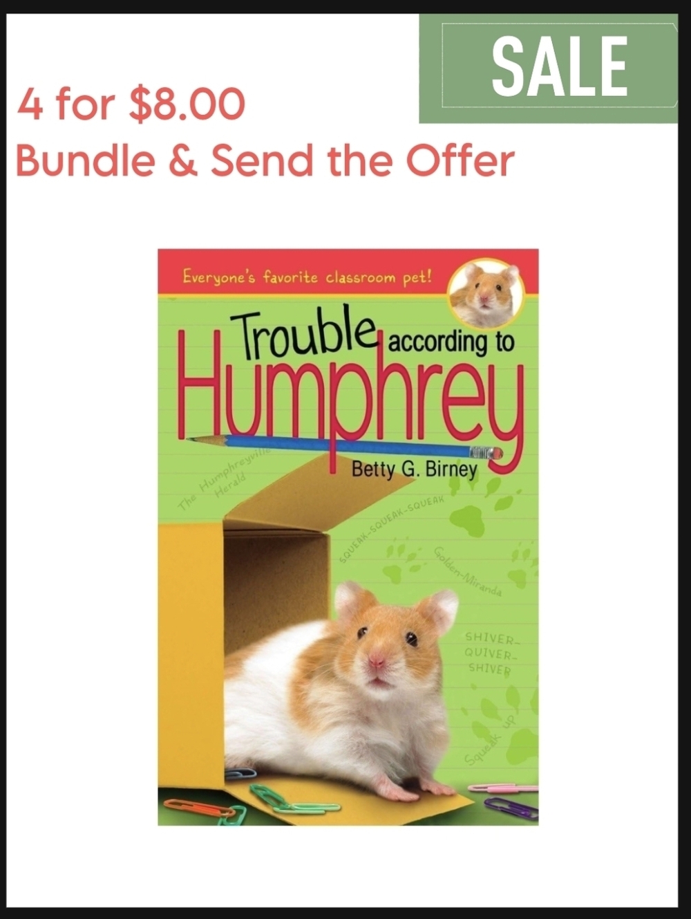 Trouble According To Humphrey Book Kids Youth Summer Read Funny